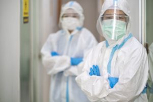 NHS staff in full PPE gear