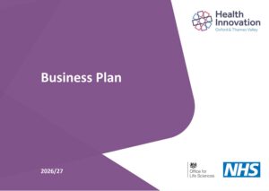 Business Plan 2026/27 Health Innovation Oxford and Thames Valley logo. Office for Life Sciences logo. NHS logo.
