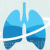 Illustration of blue lungs with a white ring encircling them, set against a light background with network-like patterns, conveying health and connectivity.